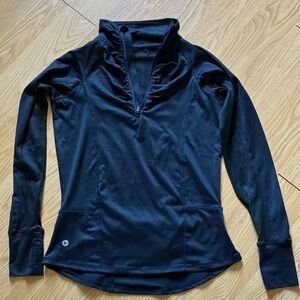 90 Degree By Reflex Blue Long Sleeve Ruched Polo Top
